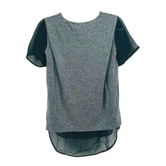 Armani Exchange Shirt Womens XS Pieced Two-Layer Wool Jersey Short Sleeve NWT - Picture 3 of 10